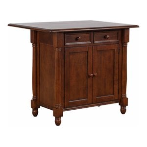 Sunset Trading Andrews Drop Leaf Traditional Wood Kitchen Island in Chestnut