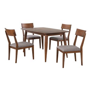 Sunset Trading 5-Piece 60&quot Rectangular Mid-Century Wood Dining Set in Walnut