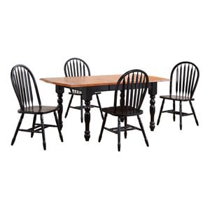 Sunset Trading Black Cherry Selections 5-Piece 72&quot Wood Dining Set in Black