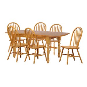 Sunset Trading Oak Selections 7PC 72&quot Drop Leaf Wood Dining Set in Oak
