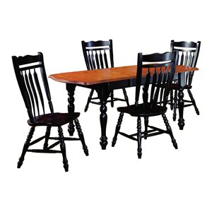 Sunset Trading Black Cherry Selections 5PC 72&quot Wood Dining Table Set in Black