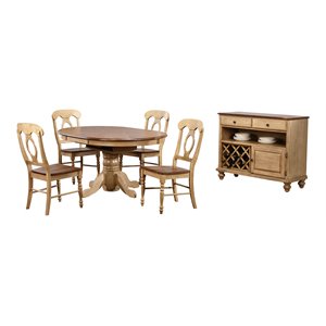 Sunset Trading Brook 6-Piece 42 - 60&quot Extendable Wood Dining Set in Cream