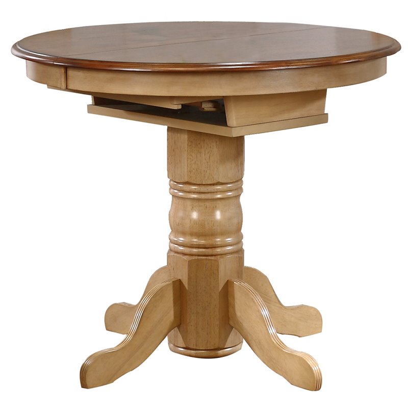 Sunset Trading Brook 5PC Extendable Wood Dining Set & Napoleon Stools in Cream