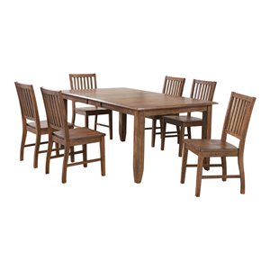 Sunset Trading Simply Brook 7-Piece 72&quot Extendable Wood Dining Set in Brown