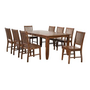 Sunset Trading Simply Brook 9-Piece 72&quot Extendable Wood Dining Set in Brown