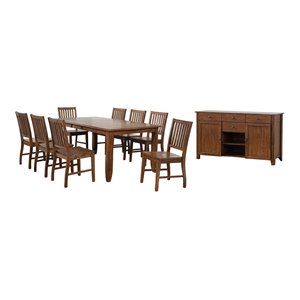 Sunset Trading Simply Brook 10-Piece 72&quot Extendable Wood Dining Set in Brown