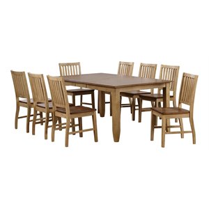 Sunset Trading Brook 9-Piece 72&quot Rectangular Extendable Wood Dining Set in Cream