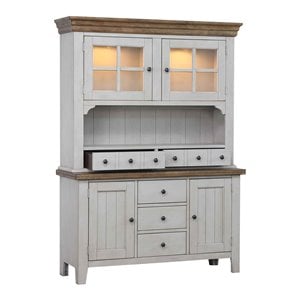 Sunset Trading Country Grove Wood Buffet and Lighted Hutch in Gray/Brown