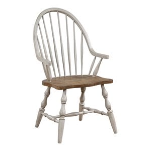 Sunset Trading Country Grove 18&quot Wood Windsor Dining Chair with Arms in Gray