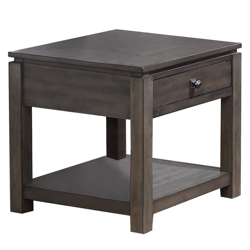 Sunset Trading Shades of Gray 3-Piece Wood Living Room Table Set in Gray