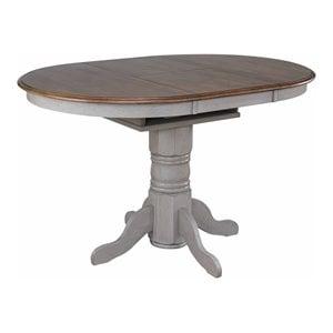 Sunset Trading Country Grove 42&quot Round to 60&quot Oval Wood Pub Table in Gray