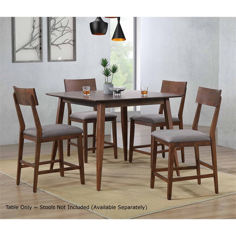 sunset trading 48&quot mid-century counter height pub wood dining table in walnut