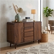 Sunset Trading Mid-Century Wood Server 4 Drawers & 2 Storage Cabinets in Walnut