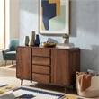 Sunset Trading Mid-Century Wood Server 4 Drawers & 2 Storage Cabinets in Walnut