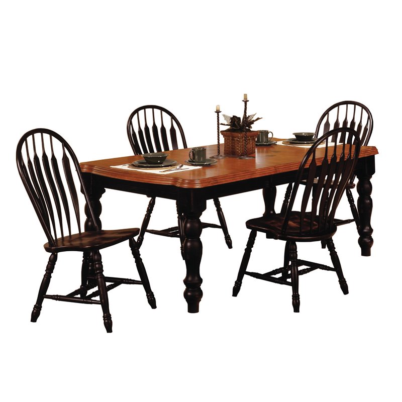 Sunset Trading Black Cherry Selections 5PC Extendable Wood Dining Set in Black