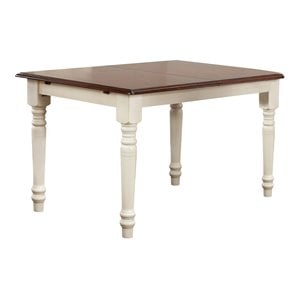 Andrews 60&quot Extendable Butterfly Leaf Dining Table Off White/Brown Wood