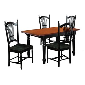 Sunset Trading Black Cherry Selections 5PC 60&quot 6-Seat Wood Dining Set in Black