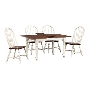 Sunset Trading Andrews 5PC 60&quot Rectangular Extendable Wood Dining Set in White