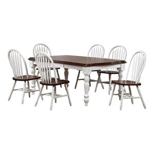Sunset Trading Andrews 7-Piece 72&quot Extendable Wood Dining Set in White