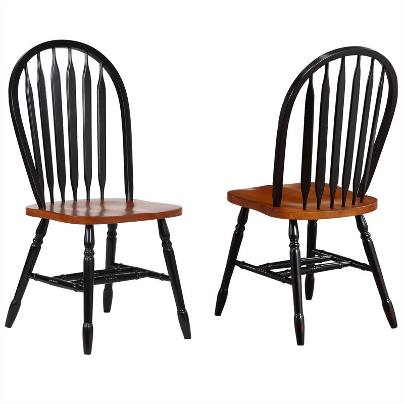 Sunset Trading Black Cherry Selections 7PC Extendable Wood Dining Set in Black