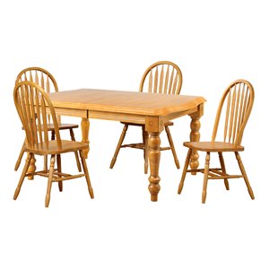 Sunset Trading Oak Selections 5-Piece 72&quot Extendable Wood Dining Set in Oak