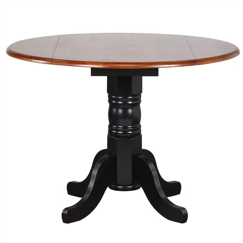 Sunset Trading Black Cherry Selections 3-Piece Round Wood Dining Set in Black