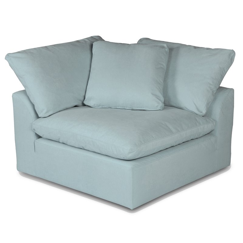 Sunset Trading Puff 6PC Slipcovered Modular Pit Fabric Sectional in Blue