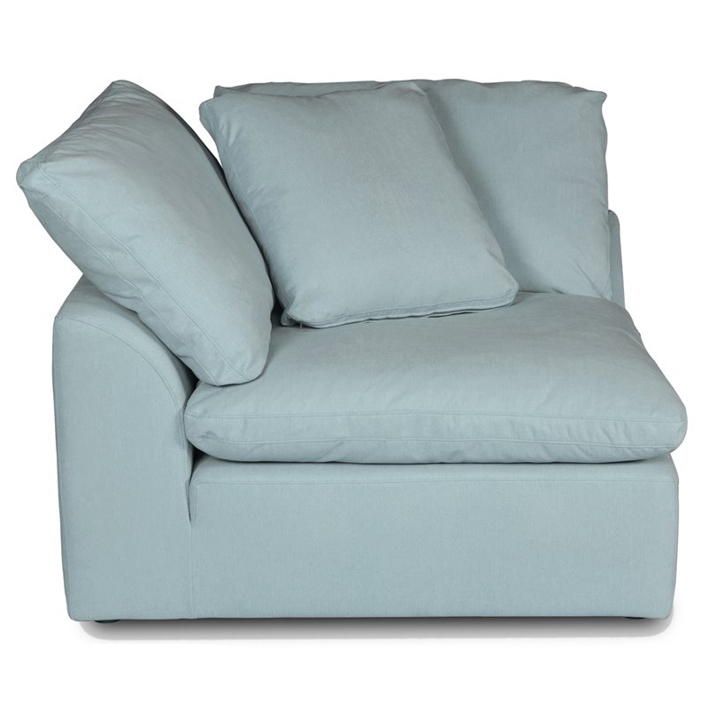 Sunset Trading Puff 6PC Slipcovered Modular Pit Fabric Sectional in Blue