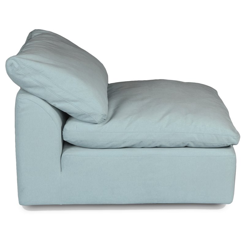 Sunset Trading Puff 6PC Slipcovered Modular Pit Fabric Sectional in Blue