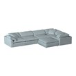 Sunset Trading Puff 6PC Slipcovered Modular Fabric Sectional Set in Blue