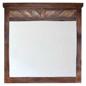 Sunset Trading Riviera Contemporary Solid Sustainable Pine Wood Mirror in Walnut