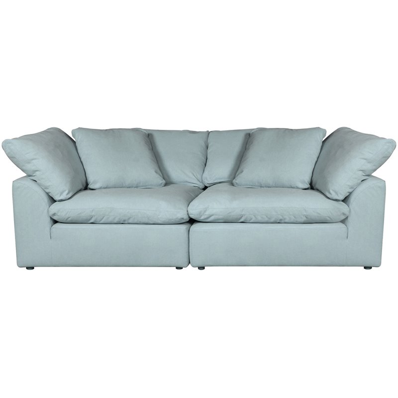 Sunset Trading Puff 2PC Slipcovered Modular Fabric Sectional Sofa in Blue