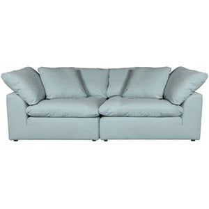 Sunset Trading Puff 2PC Slipcovered Modular Fabric Sectional Sofa in Blue