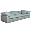 Sunset Trading Puff 3PC Slipcovered Modular Fabric Sectional Sofa in Blue