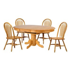 Sunset Trading Oak Selections 5PC 66&quot Oval Extendable Wood Dining Set in Oak
