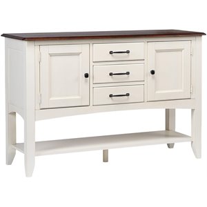 Andrews 3-Drawers 1-Large Open Shelf Sideboard in Antique White and Brown Wood