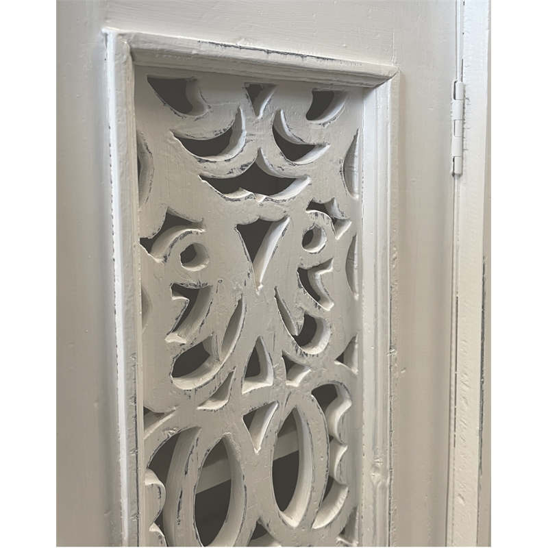 Cottage Solid Wood Accent Cabinet in Distressed White/Driftwood Brown