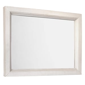 Rustic French Bedroom Mirror in Distressed White/Brown Solid Wood