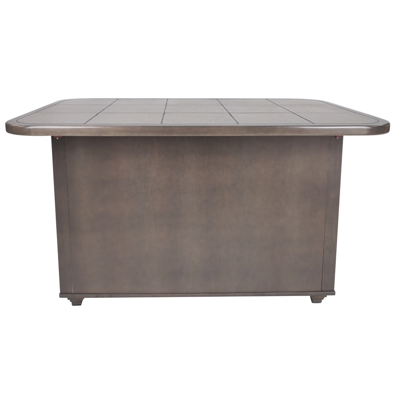 Shades of Gray 3Pc Solid Wood Kitchen Island Set w Grey Tile Top and 2 Barstools