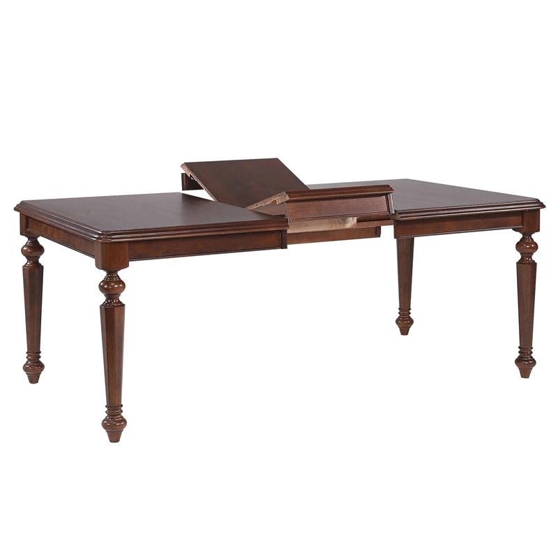 Andrews 6PC 76-in Rectangle Extending Dining Set w Sideboard Chestnut Brown Wood