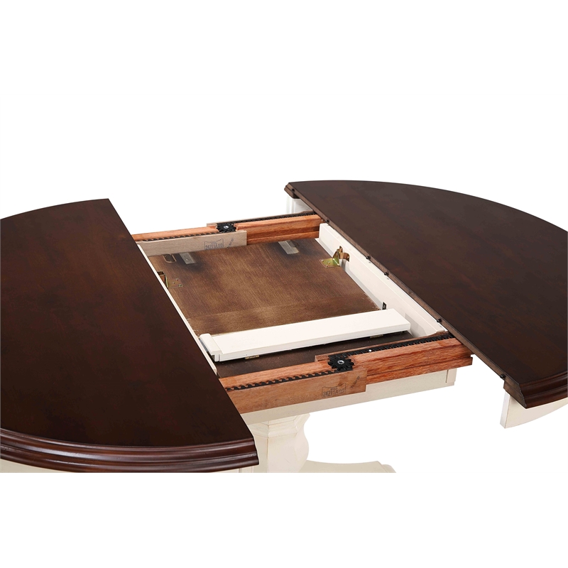 Andrews Extendable Dining Set and Sideboard in Antique White/Chestnut Brown Wood