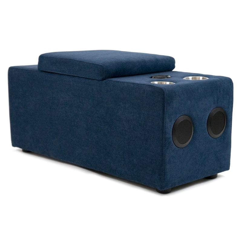 Pixie 4Pc Sectional Module Sofa/Speaker Console USB Storage/Blue/Cream Fabric