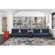 Pixie 5Pc L-Shaped Modular Sofa w Speaker Console USB Storage Blue/Cream Fabric