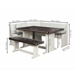 Sunny Dining Nook Table Set / Cream/Brown Wood with Kitchen Corner Storage Bench