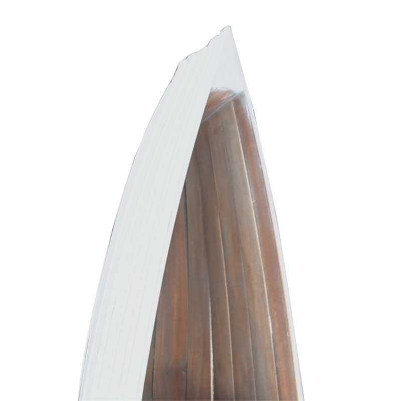Cottage 3 Boat Shaped Freestanding Shelves in White Driftwood Brown Solid Wood