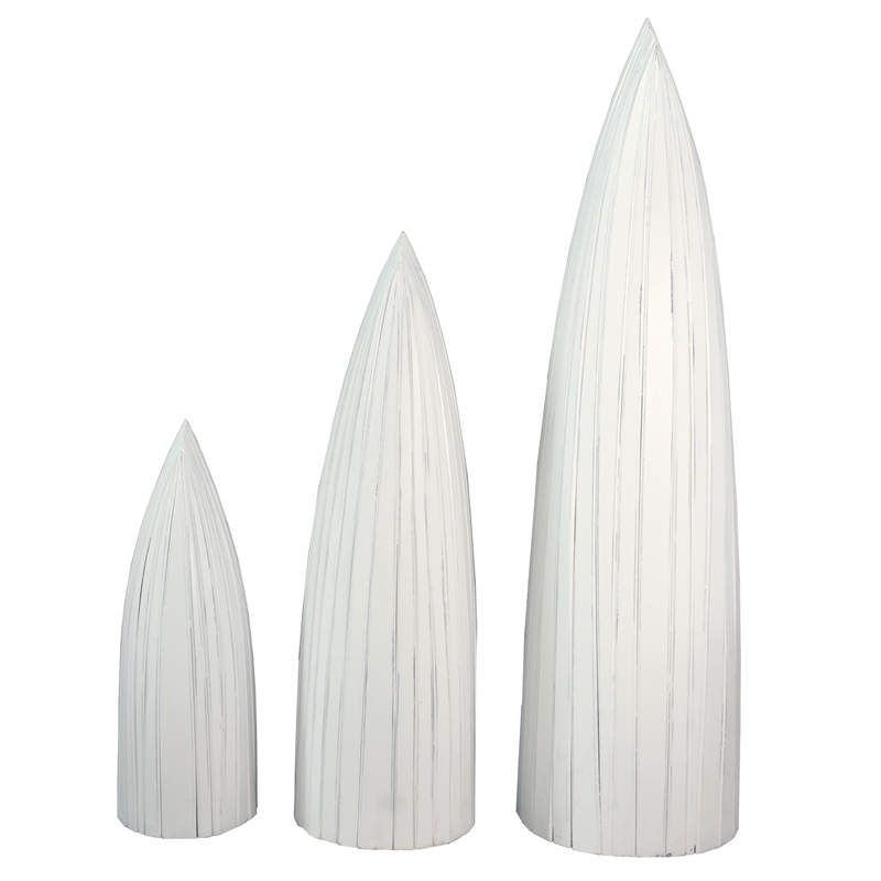 Cottage 3 Boat Shaped Freestanding Shelves in White Driftwood Brown Solid Wood