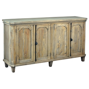 Cottage Panel Door Credenza Driftwood Brown Solid Wood Sideboard