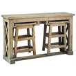 Cottage Rectangle 3PC Dining Table Set w Stools Brown Solid Wood No Assembly