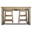 Cottage Rectangle 3PC Dining Table Set w Stools Brown Solid Wood No Assembly