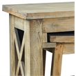 Cottage Rectangle 3PC Dining Table Set w Stools Brown Solid Wood No Assembly